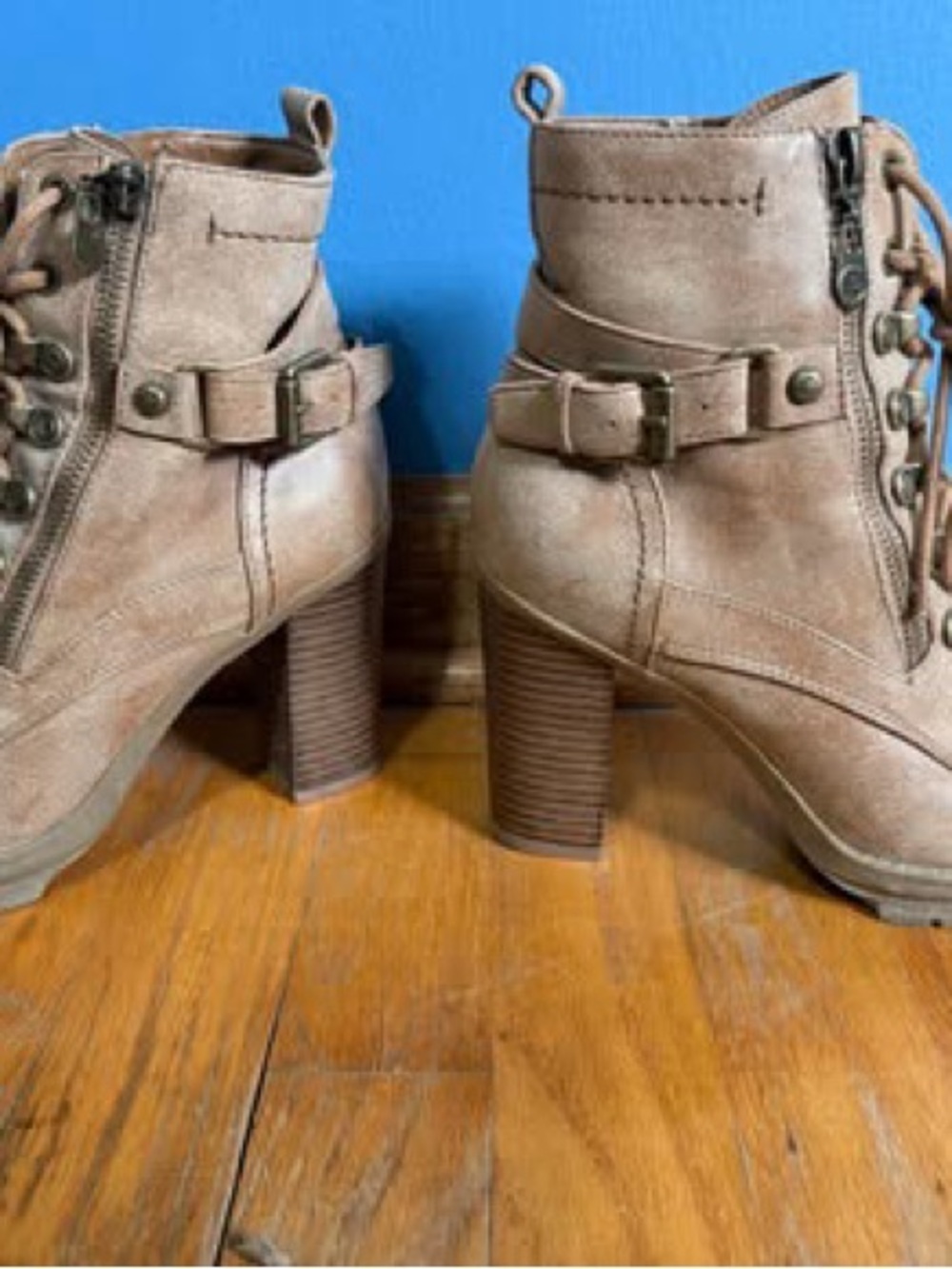 Women’s Tan Suede Block Heel Ankle Boots